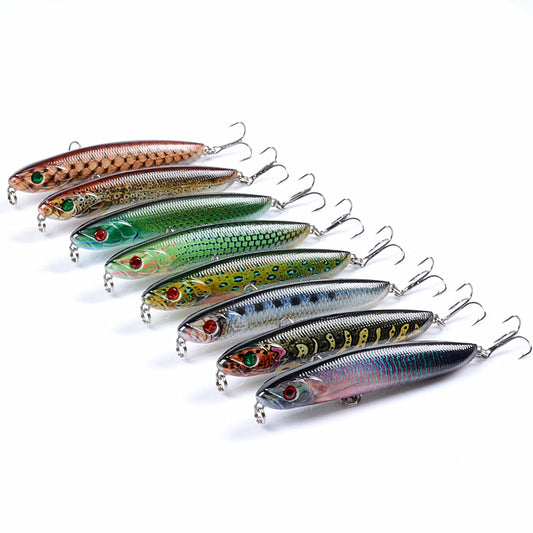 8x Popper Poppers 9.6cm Fishing Lure Lures Surface Tackle Fresh Saltwater