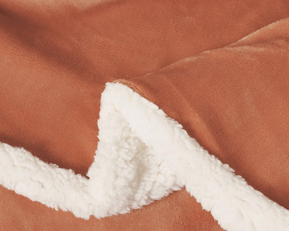 2 in 1 Teddy Sherpa  Quilt Cover Set and Blanket double size terracotta