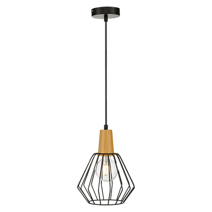 Wood Pendant Light Bar Black Lamp Kitchen Modern Ceiling Lighting