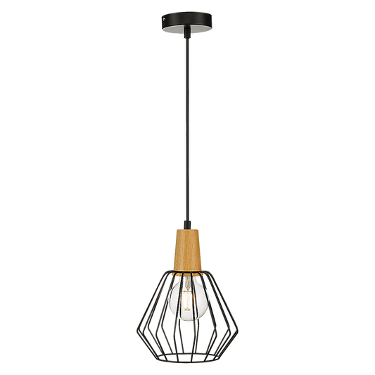 Wood Pendant Light Bar Black Lamp Kitchen Modern Ceiling Lighting