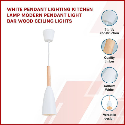 White Pendant Lighting Kitchen Lamp Modern Pendant Light Bar Wood Ceiling Lights