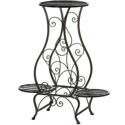 Summerfield Terrace Swirled Iron Triple Plant Stand - Black