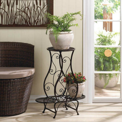 Summerfield Terrace Swirled Iron Triple Plant Stand - Black