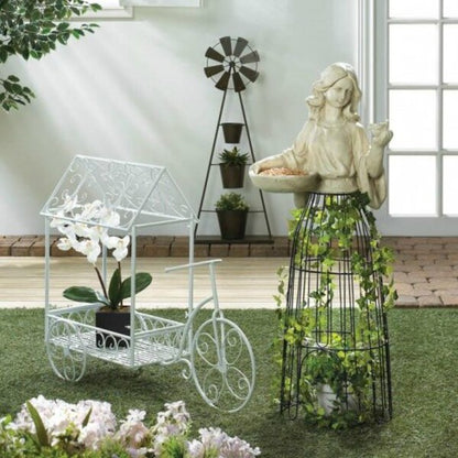 Summerfield Terrace White Iron Tricycle Plant Cart