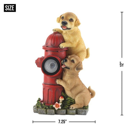 Summerfield Terrace Fire Hydrant and Puppies Solar Garden Light