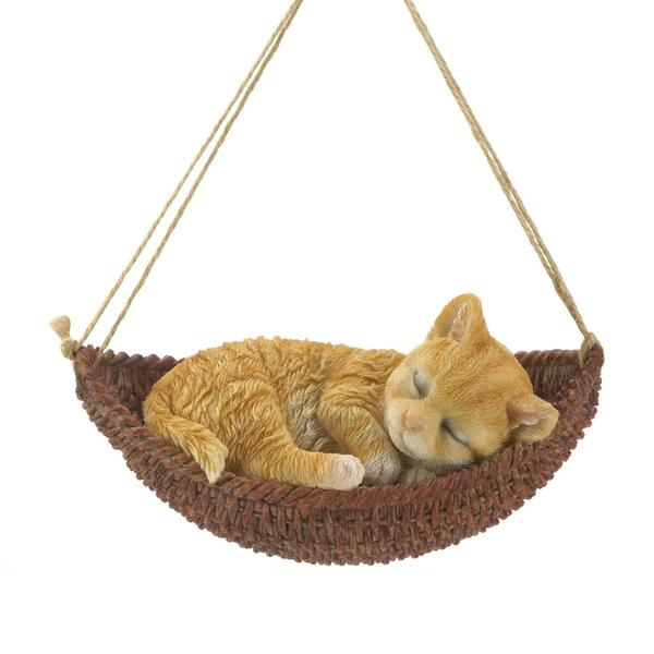 Summerfield Terrace Napping Kitten on Hammock Hanging Figurine