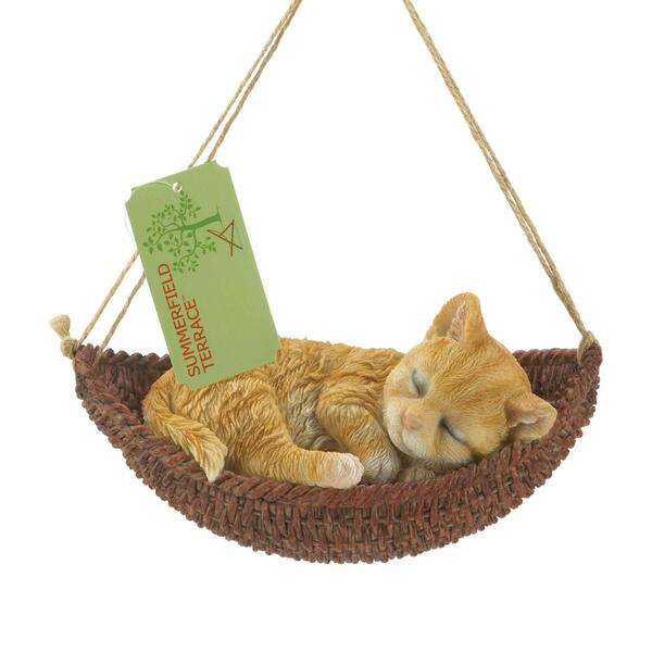 Summerfield Terrace Napping Kitten on Hammock Hanging Figurine