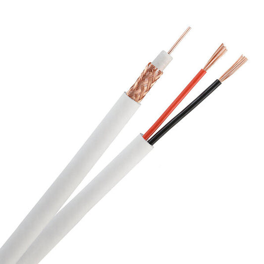 Wavenet 1038-N Siamese RG59 + 18/2 CCTV 95% Bare Copper Shielded Cable Pull Box - 1000 Feet White