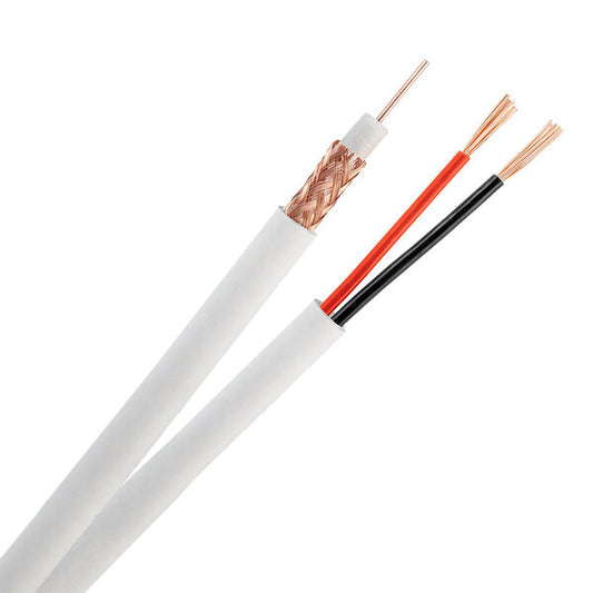 Wavenet 1049-N Siamese RG59 + 18/2 CCTV 95% Bare Copper Shielded Cable Pull Box - 500 Feet White