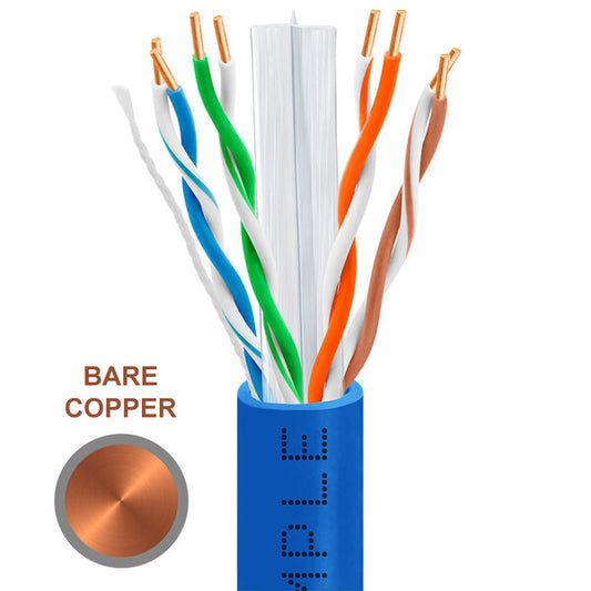 Wavenet 1312-N Cmple - Cat6 PVC Ethernet Cable, 23 AWG Solid Bare Copper, CMR Unshielded Twisted Pair (UTP), 600MHz, Bulk Internet PVC Cord, 1000FT - Blue