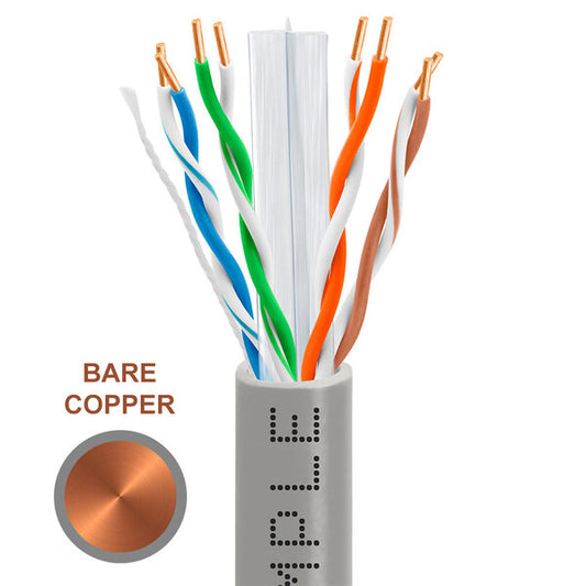 Wavenet 1313-N Cmple - Cat6 PVC Ethernet Cable, 23 AWG Solid Bare Copper, CMR Unshielded Twisted Pair (UTP), 600MHz, Bulk Internet PVC Cord, 1000FT - Gray