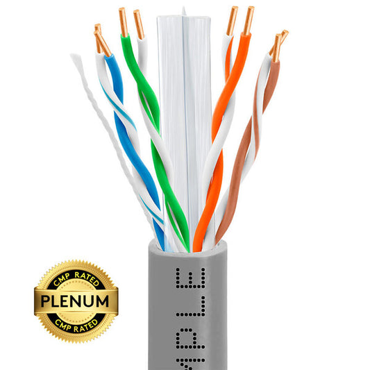 Wavenet 1321-N Cmple - CAT6 Plenum (CMP), 23AWG Solid Bare Copper, 550MHz, Unshielded Twisted Pair (UTP), Bulk Ethernet Cable, 1000FT - Gray