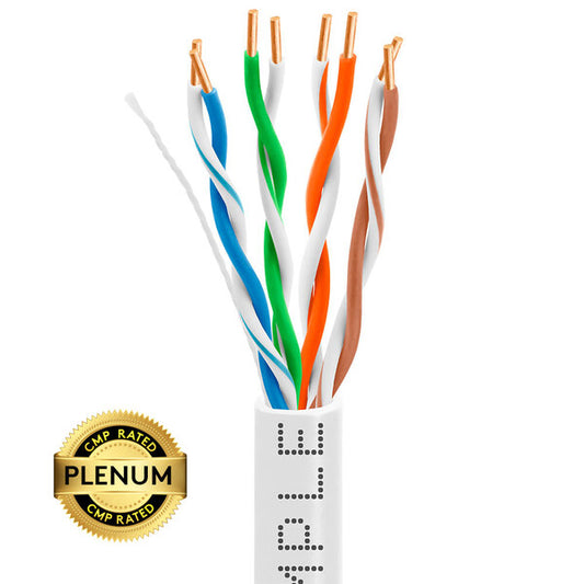 Wavenet 1323-N Cat5e Plenum (CMP) Cable, 1000FT, 24AWG 4 Pair Solid Bare Copper, 350MHz, ETL Listed, Unshielded Twisted Pair (UTP), Bulk Ethernet Cable - White