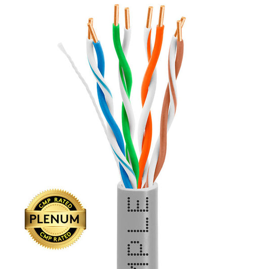 Wavenet 1324-N Cat5e Plenum (CMP) Cable, 1000FT, 24AWG 4 Pair Solid Bare Copper, 350MHz, ETL Listed, Unshielded Twisted Pair (UTP), Bulk Ethernet Cable - Gray