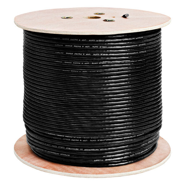 Wavenet 1339-N Cmple - Cat6 Bulk Ethernet Cable, 23AWG, Solid Bare Copper, UTP, Waterproof, 1000 Feet, Direct Burial, 550MHz, Outdoor - Black