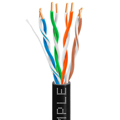 Wavenet 4003-N Cat5e Plenum (CMP) Cable, 1000FT, 24AWG 4 Pair Solid Bare Copper, 350MHz, ETL Listed, Unshielded Twisted Pair (UTP), Bulk Ethernet Cable  Black