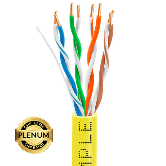 Wavenet 4004-N Cat5e Plenum (CMP) Cable, 1000FT, 24AWG 4 Pair Solid Bare Copper, 350MHz, ETL Listed, Unshielded Twisted Pair (UTP), Bulk Ethernet Cable - Yellow