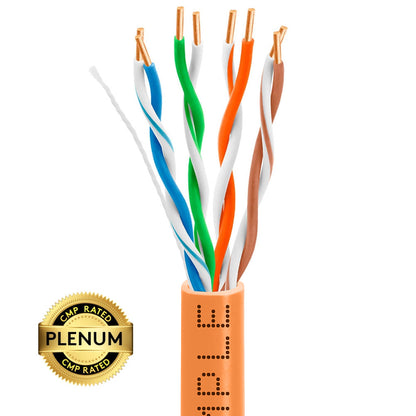 Wavenet 4005-N Cat5e Plenum (CMP) Cable, 1000FT, 24AWG 4 Pair Solid Bare Copper, 350MHz, ETL Listed, Unshielded Twisted Pair (UTP), Bulk Ethernet Cable - Orange