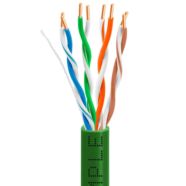 Wavenet 4006-N Cat5e Plenum (CMP) Cable, 1000FT, 24AWG 4 Pair Solid Bare Copper, 350MHz, ETL Listed, Unshielded Twisted Pair (UTP), Bulk Ethernet Cable - Green