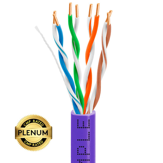 Wavenet 4008-N Cat5e Plenum (CMP) Cable, 1000FT, 24AWG 4 Pair Solid Bare Copper, 350MHz, ETL Listed, Unshielded Twisted Pair (UTP), Bulk Ethernet Cable - Purple