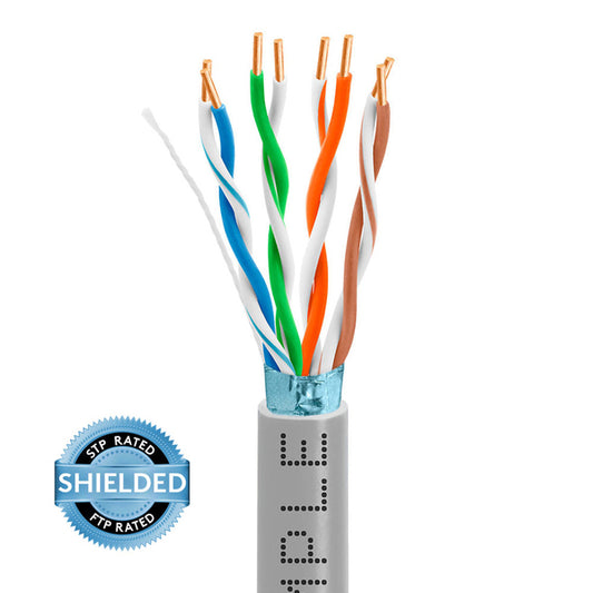 Wavenet 4011-N Cat5e Bulk FTP Shielded Solid CMR/PVC Ethernet Cable, Gigabit 350MHz ETL Listed Bare Copper Network Cable, 1000 Feet - Gray