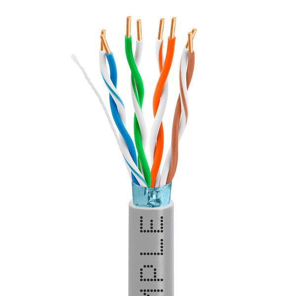 Wavenet 4011-N Cat5e Bulk FTP Shielded Solid CMR/PVC Ethernet Cable, Gigabit 350MHz ETL Listed Bare Copper Network Cable, 1000 Feet - Gray