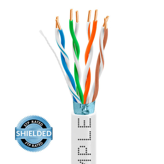 Wavenet 4012-N Cat5e Bulk FTP Shielded Solid CMR/PVC Ethernet Cable, Gigabit 350MHz ETL Listed Bare Copper Network Cable, 1000 Feet - White