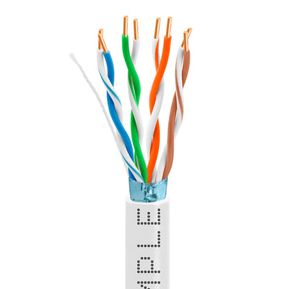 Wavenet 4012-N Cat5e Bulk FTP Shielded Solid CMR/PVC Ethernet Cable, Gigabit 350MHz ETL Listed Bare Copper Network Cable, 1000 Feet - White