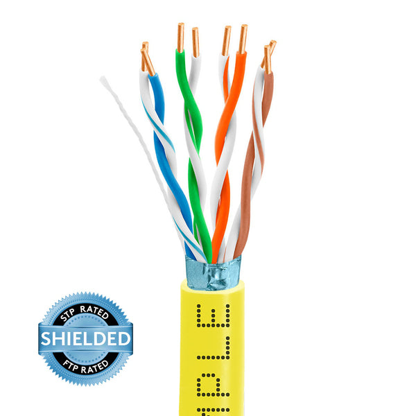 Wavenet 4013-N Cat5e Bulk FTP Shielded Solid CMR/PVC Ethernet Cable, Gigabit 350MHz ETL Listed Bare Copper Network Cable, 1000 Feet - Yellow