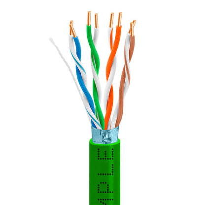 Wavenet 4014-N Cat5e Bulk FTP Shielded Solid CMR/PVC Ethernet Cable, Gigabit 350MHz ETL Listed Bare Copper Network Cable, 1000 Feet - Green