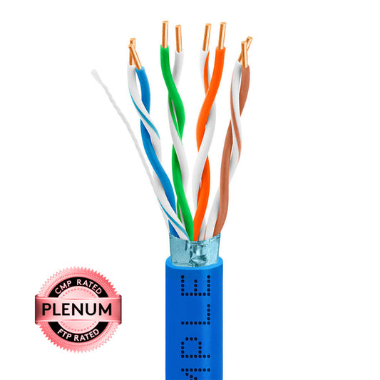 Wavenet 4016-N Cat5e Bulk FTP Shielded Plenum CMP Ethernet Cable, Gigabit 350MHz ETL Listed Solid Bare Copper Network Cable, 1000 Feet - Blue