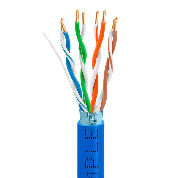 Wavenet 4016-N Cat5e Bulk FTP Shielded Plenum CMP Ethernet Cable, Gigabit 350MHz ETL Listed Solid Bare Copper Network Cable, 1000 Feet - Blue