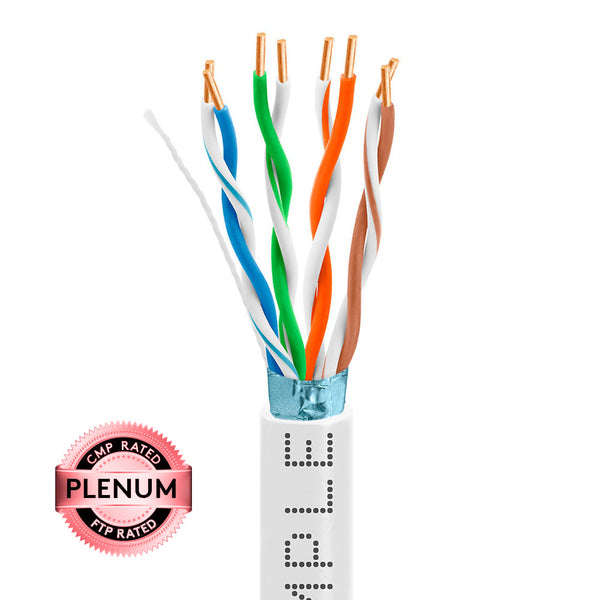 Wavenet 4017-N Cat5e Bulk FTP Shielded Plenum CMP Ethernet Cable, Gigabit 350MHz ETL Listed Solid Bare Copper Network Cable, 1000 Feet - White