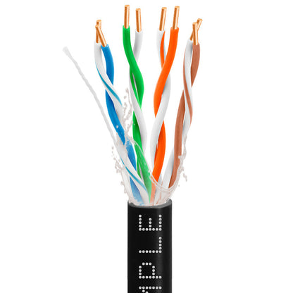 Wavenet 4018-N Cmple - Cat5e Gel Filled Ethernet Cable Outdoor Direct Burial Waterproof Solid Bare Copper Wire, 24 AWG Unshielded Twisted Pair (UTP) - Black 1000 Feet