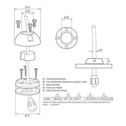 Scanstrut DS30-S Vertical Cable Seal - Stainless Steel