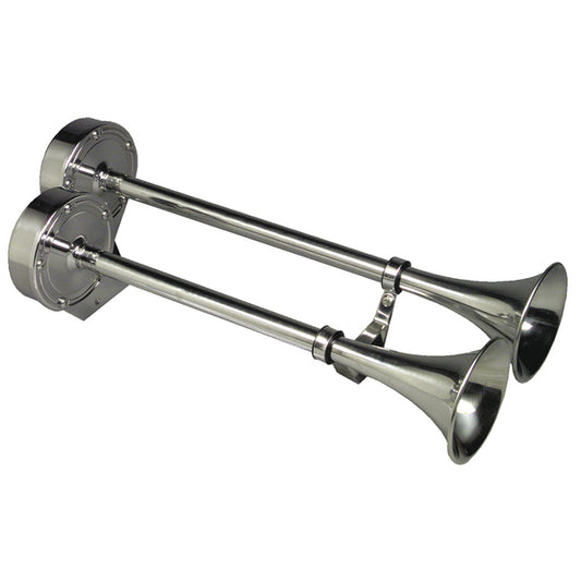 Schmitt Marine Deluxe All-Stainless Dual Trumpet Horn - 12V