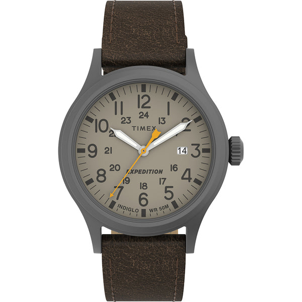 Timex Expedition Scout - Khaki Dial - Brown Leather Strap