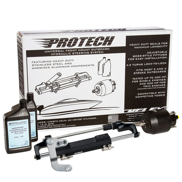 Uflex PROTECH 3.1 Front Mount OB Hydraulic System - Includes UP28 FM Helm, Oil &amp; UC128-TS/3 Cylinder - No Hoses