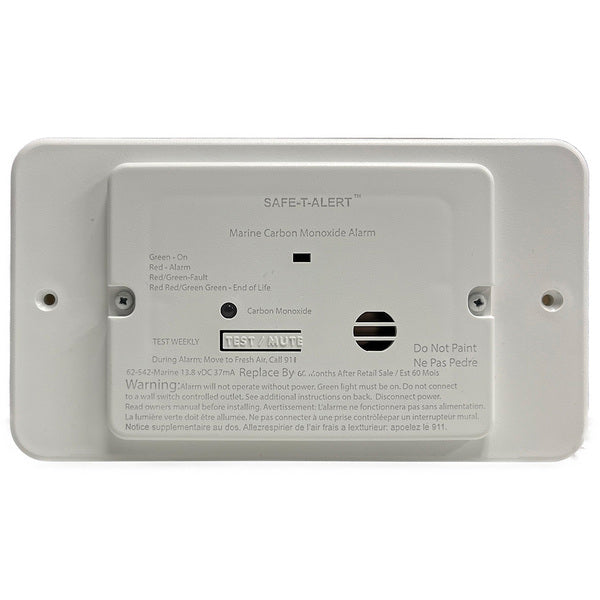 Safe-T-Alert 62 Series Marine Carbon Monoxide - White - Flush Mount - 12V w/Relay &amp; Trim Ring