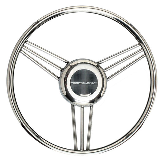 Uflex V27 13.8" Steering Wheel - Stainless Steel Grip &amp; Spokes