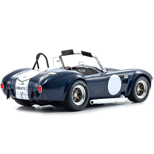 Shelby Cobra 427 S/C Dark Blue Metallic with White Stripes 1/18 Diecast Model Car by Kyosho