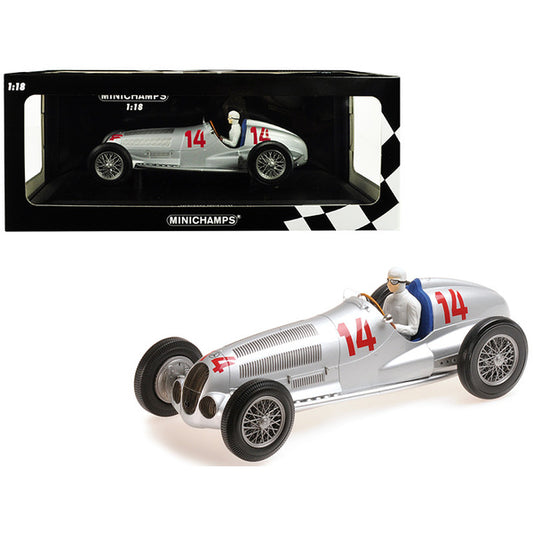 Mercedes Benz W125 (Daimler-Benz AG) #14 Manfred V. Brauchitsch 2nd Place 1937 GP Von Deutschland (The German Grand Prix) Limited Edition to 300 pieces Worldwide 1/18 Diecast Model Car by Minichamps