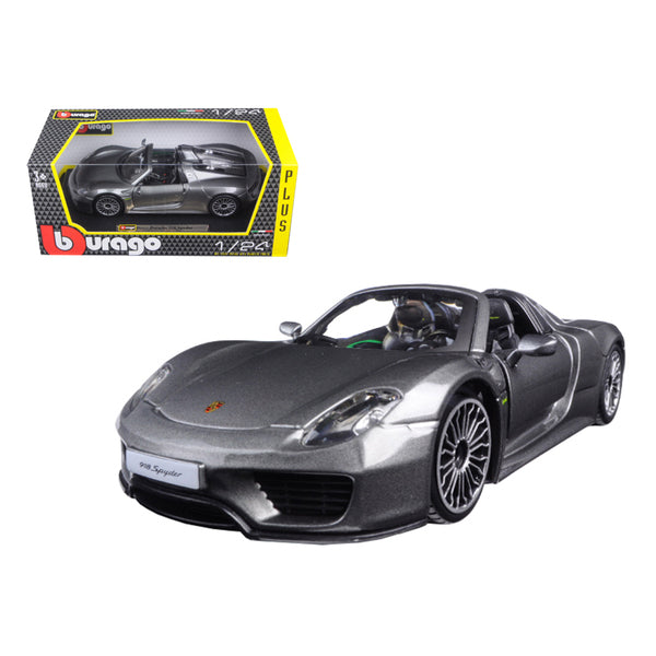 Porsche 918 Spyder Gray Metallic 1/24 Diecast Model Car by Bburago