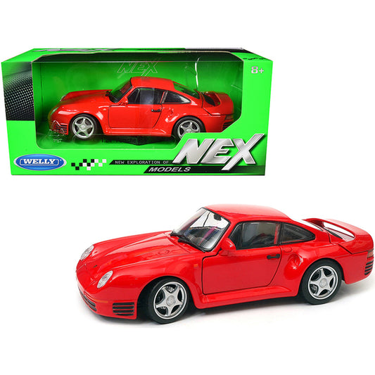 Porsche 959 Red with Silver Wheels "NEX Models" 1/24 Diecast Model Car by Welly