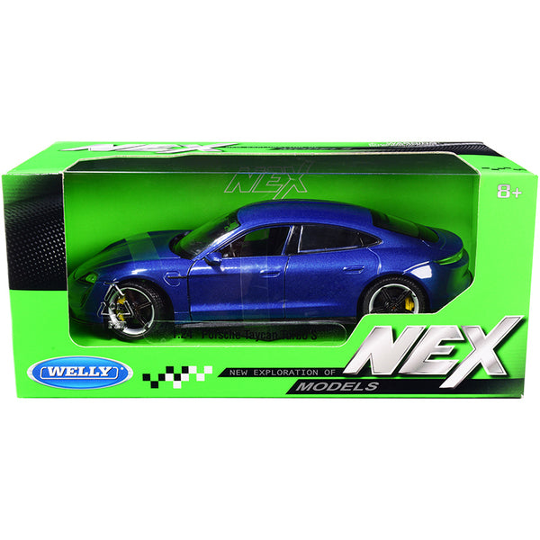 Porsche Taycan Turbo S Blue Metallic "NEX Models" 1/24 Diecast Model Car by Welly