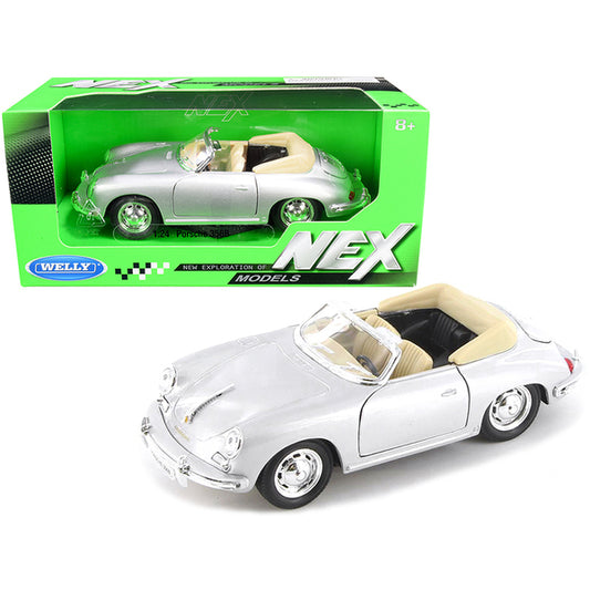 Porsche 356B Roadster Silver "NEX Models" 1/24 Diecast Model Car by Welly