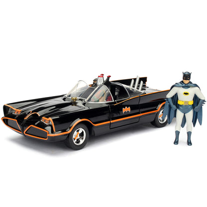 Model Kit Classic Batmobile Black with Batman Diecast Figure "Batman" (1966-1968) TV Series "Build N' Collect" 1/24 Diecast Model Car by Jada