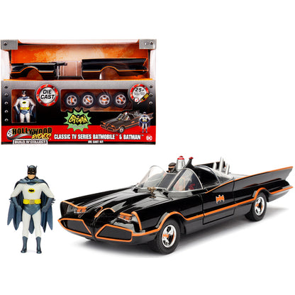 Model Kit Classic Batmobile Black with Batman Diecast Figure "Batman" (1966-1968) TV Series "Build N' Collect" 1/24 Diecast Model Car by Jada