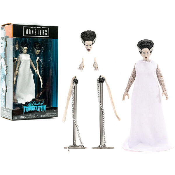 The Bride of Frankenstein 6" Moveable Figurine with Chains and Alternate Head and Hands "Universal Monsters" Series by Jada