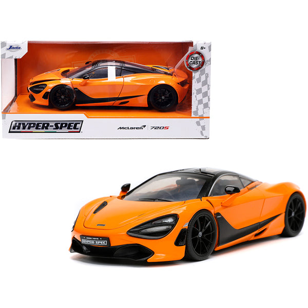 McLaren 720S RHD (Right Hand Drive) Orange and Black "Hyper-Spec" Series 1/24 Diecast Model Car by Jada